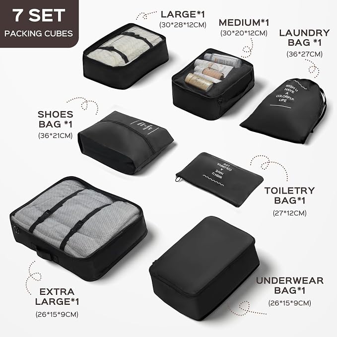 Luggage Sets 2 Piece, 9 Piece Travel Suitcase Set, 20 inch Carry on Luggage, 28 inch Checked Luggage for Women with 7PC Organize Bags - Image 6