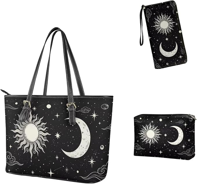 Women Purse Handbags Wallet Sets Leather Shoulder Tote Bag for Women,Top Handle Purse with Wrist Wallet Bag - Image 3