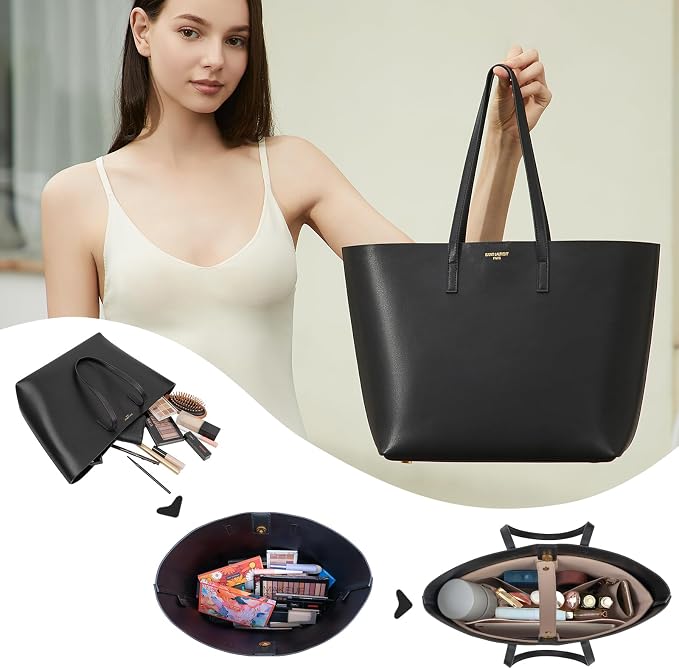 Vegan Leather Tote Bag Organizer Insert,Multi-Pocket Purse Organizers,with 15-Inch Laptop Compatible with Saint Laurent Tote E/W、LV Neverfull MM and More(SL) - Image 2