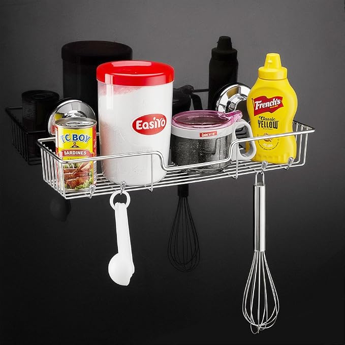 SANNO Suction Cup Shower Caddy with Hooks,Powerful Suction Cup Bathroom Shower Caddies,Bath Shelf Storage Combo Organizer Basket, Bathroom Accessories for Shampoo Conditioner set of 2 - Image 5