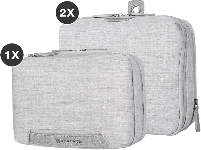 Nordace Travel Packing Organizers Set for Men and Women - 2x Packing Cubes & 1x Wash Pouch - Durable & Water Resistant (Light Gray) - Image 2