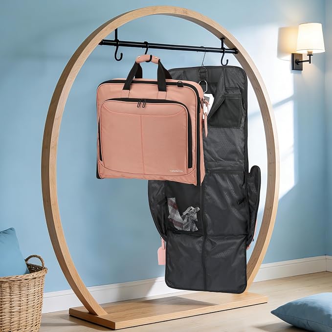 Travel Garment Bag Carry on Suit Bag for Women 51'' Waterproof Garment Bags Dress Bag for Travel Business Hanging Suitcase Luggage Bag with Shoulder Strap free shoe bag Fit 15.6'' Laptop, Pink - Image 8