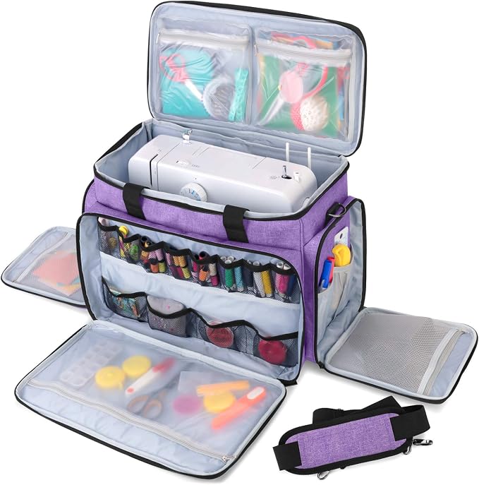 LUXJA Sewing Machine Case with Removable Padding Pad, Purple | Travel Case for Most Standard Sewing Machines & Accessories, Bag Only by Luxja