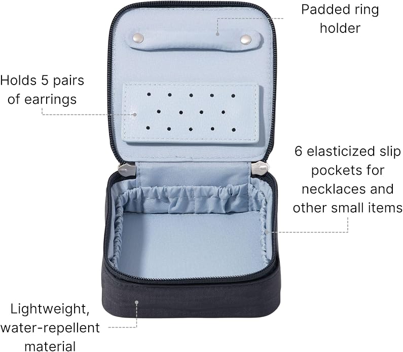Baggallini Travel Jewelry Box - Lightweight 4.7”x4.7”x1.9” Travel Jewelry Case - Image 2