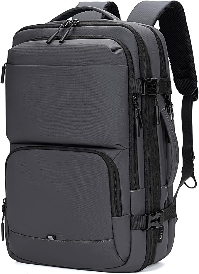 BAGOK Carry On Travel Backpack, 35L-40L Expandable Extra Large Airline Approved,Lightweight Daypack for Men and Women（Gray） by BAGOK