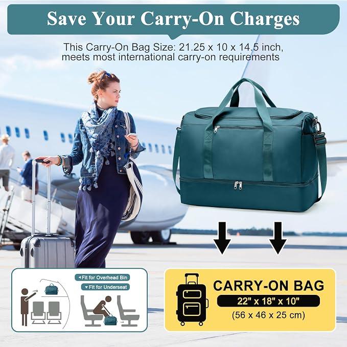 Extra Large Travel Duffel Bag, Carry-On Weekender Bags for Women Travel | Overnight Weekend Bag with Shoes Compartment for Travel Business Trips Sport Hospital - Image 2