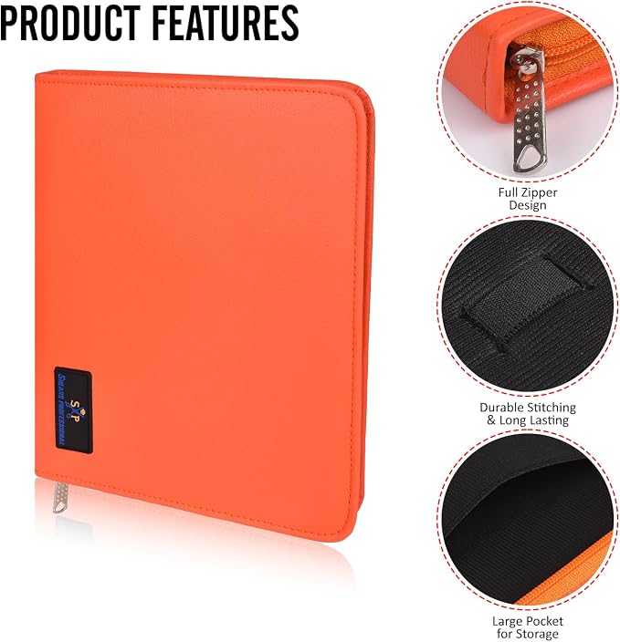 Leather Shears Case, Scissor Case, Shear Holder Holds 10 Grooming or Beauty Shears (Orange) - Image 4