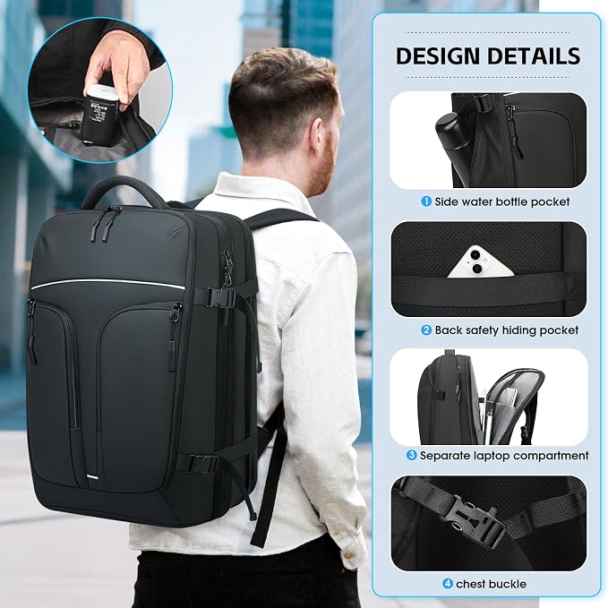 TANGCORLE Vacuum-Compressed Travel Backpack: Expandable, Airline-Approved Laptop Backpack—Unisex Business Backpack - Image 7