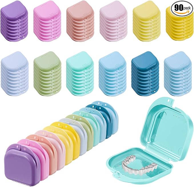 Sherr Dental Retainer Case with Holes,90 Pcs,12 Pastel Color by Sherr