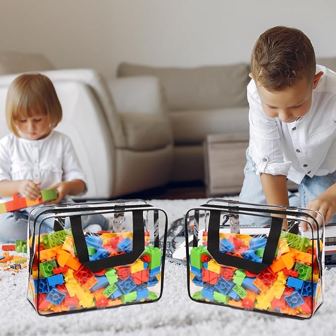 18 Packs Large Toy Storage Bags with Labels, Waterproof Clear Pvc Storage Bags for Toys, Travel Organizer Bags with Zipper Closure for Puzzles, Building Blocks, Kids' Books - Image 7