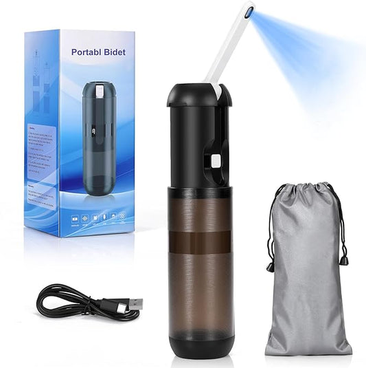 Portable Bidet Travel Size - Electric Handheld Travel Bidet Washer for Freshness on The Go, IPX7 Waterproof Toilet Sprayer for Post-Bathroom Hygiene, Camping & International Travel Essentials