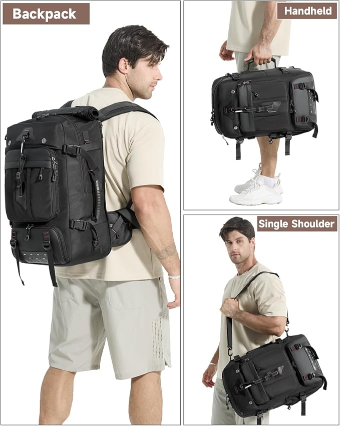 Travel backpack for men,60L Extra Large Carry on Backpack Durable Convertible Duffle Bag with Shoe Compartment Fit for 17 Inch Laptop for travel, camping,Weekender Hiking - Image 8