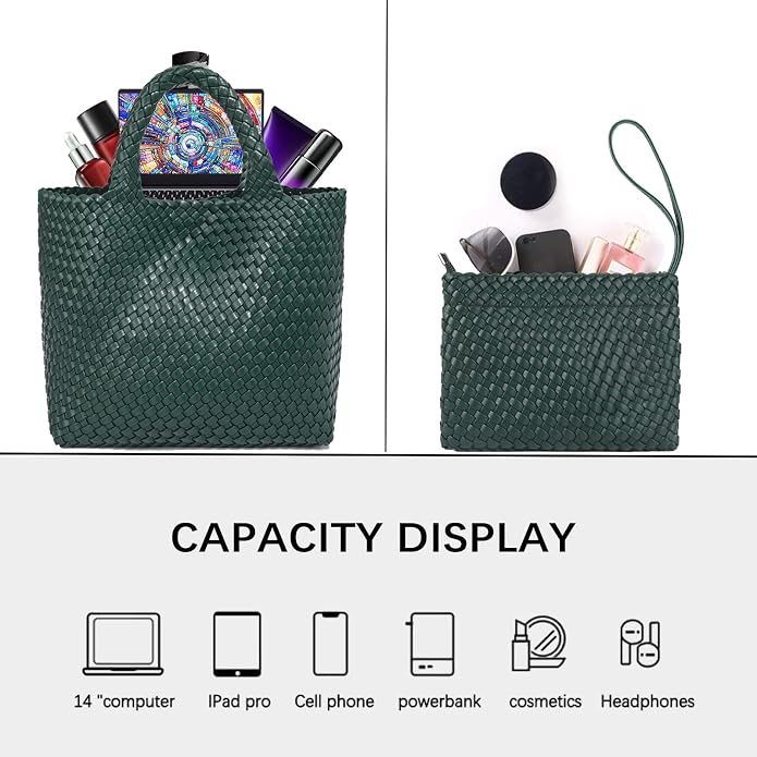 JINMANXUE Fashion Woven Bag Shopper Bag Travel Handbags and Purses Women Tote Bag Large Capacity Shoulder Bags - Image 5
