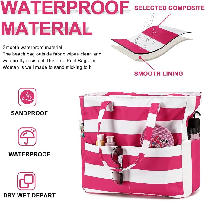 Bluboon Waterproof Beach Tote Pool Bags for Women Ladies Extra Large Carry On Bag With Wet Compartment for Weekender Travel - Image 4