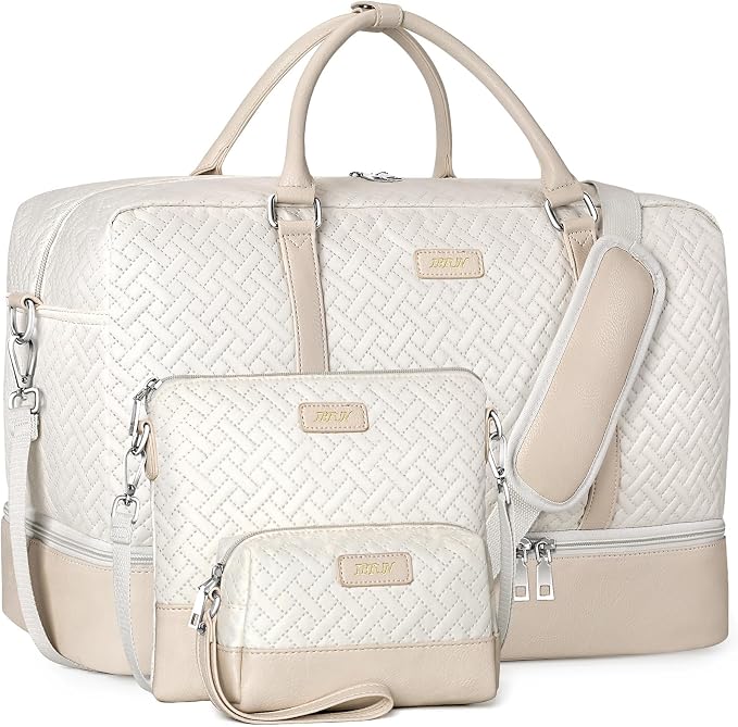 IBFUN Weekender Bags for Women, 21" Weekender Travel Bag, Travel Duffle Bag with Shoe Compartment Carry on Overnight Duffel Bag for Weekend Travel Business Trip, 3PCS by IBFUN