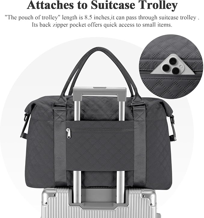 Travel Duffel Bag, Carry On Overnight Weekender Bags for Women | Travel Bag with Wet Pocket & Trolley Sleeve, For Spirit Airlines 18x14x8 Personal Item Bag - Image 6