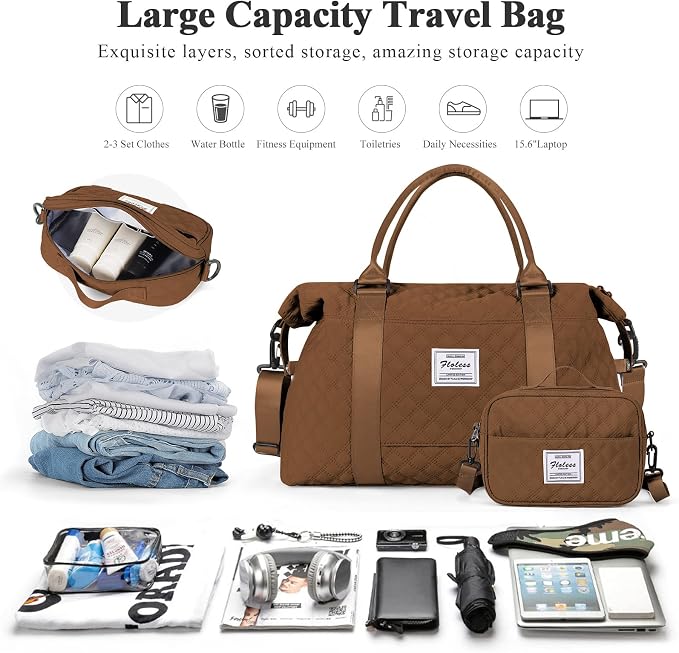 Travel Duffel Bag, Carry On Overnight Weekender Bags for Women | Travel Bag with Wet Pocket & Trolley Sleeve, For Spirit Airlines 18x14x8 Personal Item Bag - Image 2