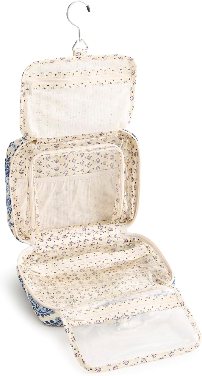 Vera Bradley Women's Premium Cotton Hanging Organizer – Travel Makeup & Toiletries Bag – Cambridge Blues - Image 2