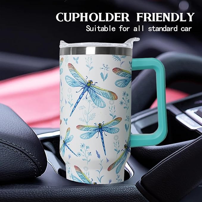 30 oz Dragonfly Stainless Steel Tumbler with lid and Straw CoffeeTravel Mug Cup Water Botter, Dragonfly Gifts for Women