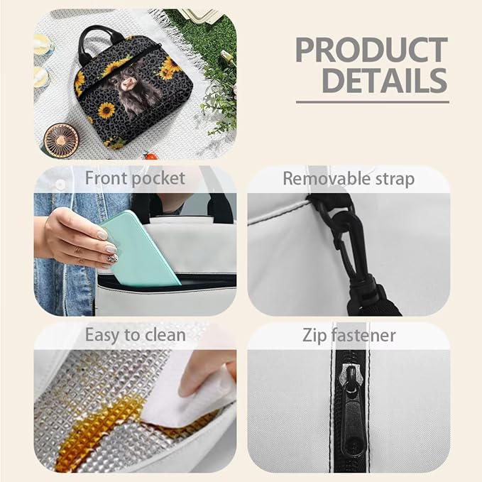 Highland Cow Sunflower Black Leopard School Backpack for Boy Girl Book Bag Waterproof Hiking Backpacks Daypack Knapsack Rucksack Pencil Bags with Zipper Lunch Box Water Bottle Holder - Image 4
