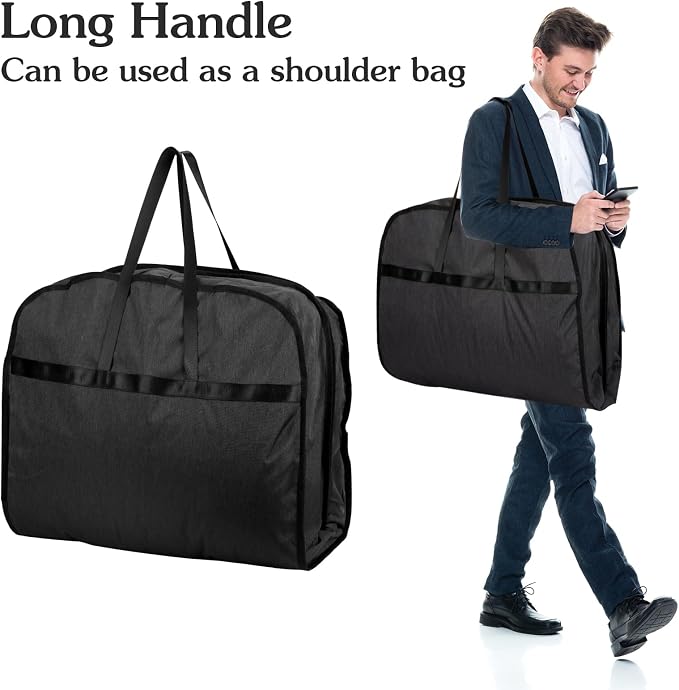Limoomil 6" Gusseted Waterproof Garment Bag for Travel, 43" Tear Resistance Suit Bag for Men Travel for Suits, Tuxedos, Coats, Uniform. (Darkgrey, 42") - Image 4