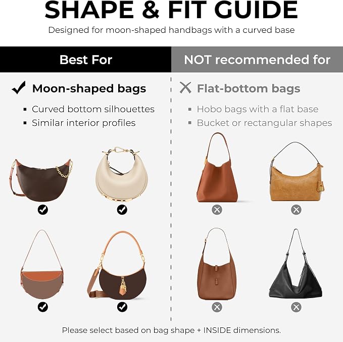 Purse Organizer Insert for Moon-Shaped Handbags (Small) — Compatible with Long champ Roseau Essential Small | Lightweight Slim Curved Bottom Liner ——Size 18 (7.1" L x 3.3" H x 2.4" D) - Image 4