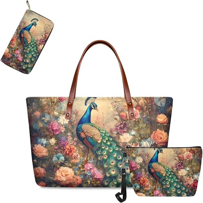 GIFTPUZZ Women Tote Bag Women Wallet Portable Cosmetic Bag for Women Bag Set 3 Pack PU Leather Bags with Zipper - Image 4
