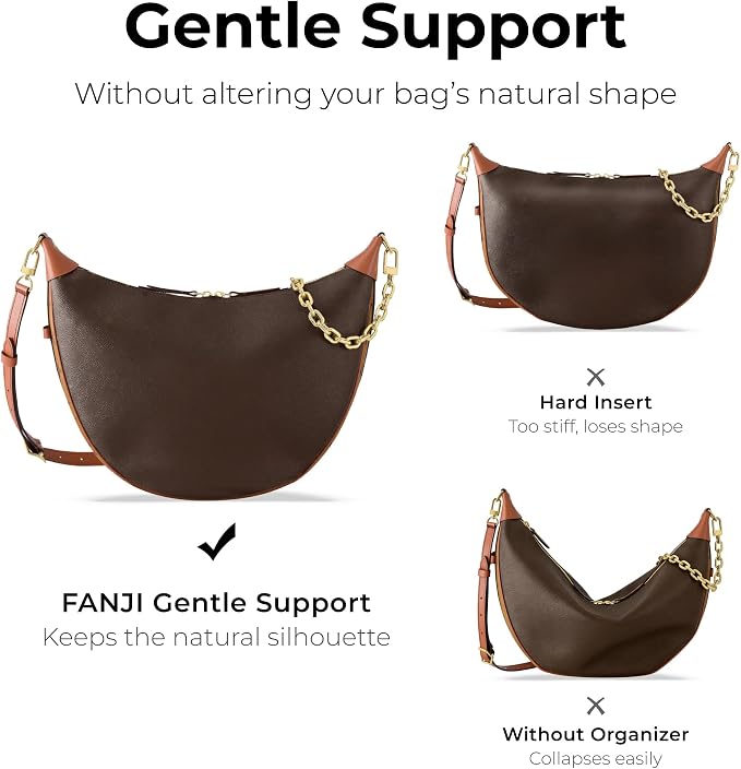Purse Organizer Insert for Moon-Shaped Handbags (Large) — Compatible with LV Loop Hobo GM | Lightweight Slim Curved Bottom Liner ——Size 02 (12.6" L x 6.3" H x 3.5" D) - Image 8