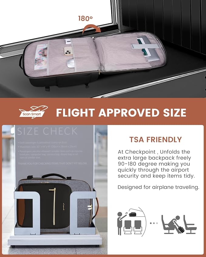 LOVEVOOK 50L Travel Backpack for Women & Men, Airline Approved Carry On Luggage with 3 Packing Cubes, TSA Overnight Bags, Waterproof Personal Item Bag, Weekender Essentials Backpacks fits 17" Laptop - Image 2