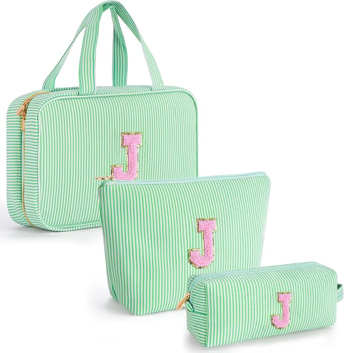 Gifts for Teen Girls Women - Travel Hanging Toiletry Bag & Makeup Bag - Personalized Initial Cosmetic Bag | Birthday Gift for Girl Trendy Stuff - Green J by Unknown