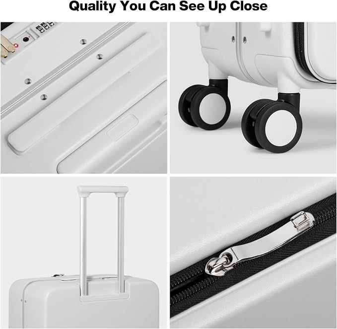 mixi 26 Inch Large Checked Luggage PC Hard Shell Suitcase Top Opening Aluminum Frame Travel Suitcases with Wheels, Smoke White - Image 5
