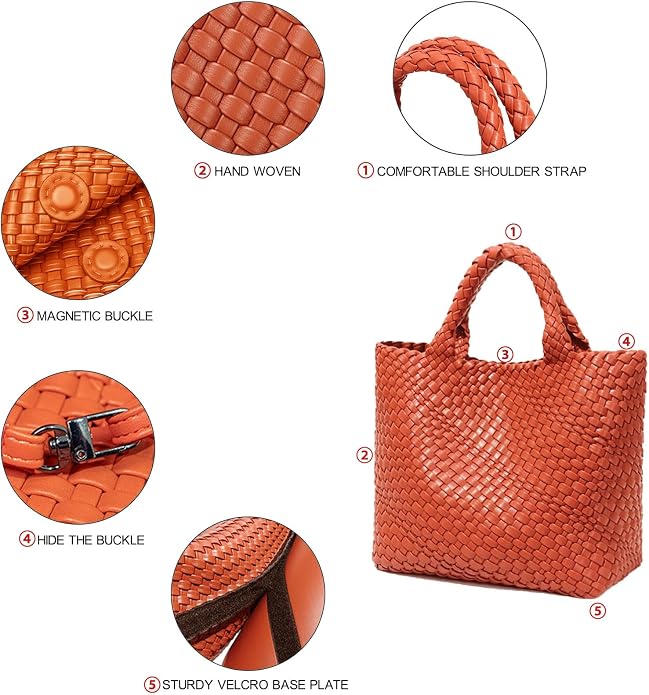 JINMANXUE Fashion Woven Bag Shopper Bag Travel Handbags and Purses Women Tote Bag Large Capacity Shoulder Bags - Image 6