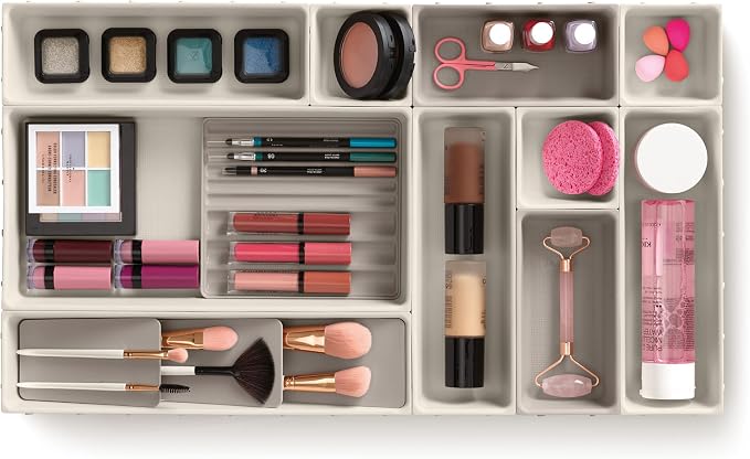 Joseph Joseph Viva - Modular 12-piece Makeup Beauty Drawer Organiser Set, Storage Boxes dividers for makeup, beauty grooming items, cosmetics, hair accessories - Image 3