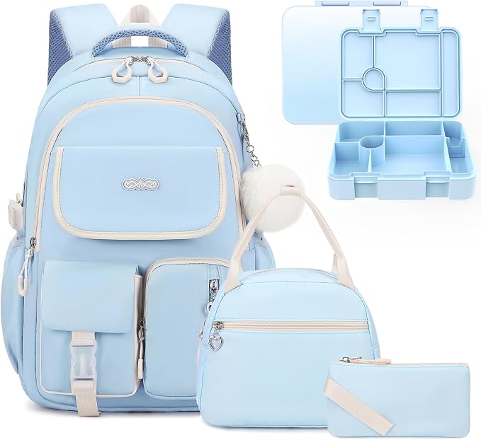 DIGOBAY Backpacks for Girls, 6PCS School Backpack with 43OZ Bento Box Lunch Bag Pencil Pouch for Teen Girls Kids Elementary Primary Middle High College Travel School bag Bookbag Set by DIGOBAY