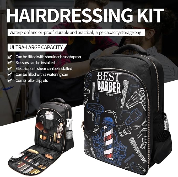 CGBARBER Barber Supplies Bag Organizer for Clippers and Supplies, Portable Hairstylist Clipper Backpack Travel Barber Shop Tools Bag - Image 7