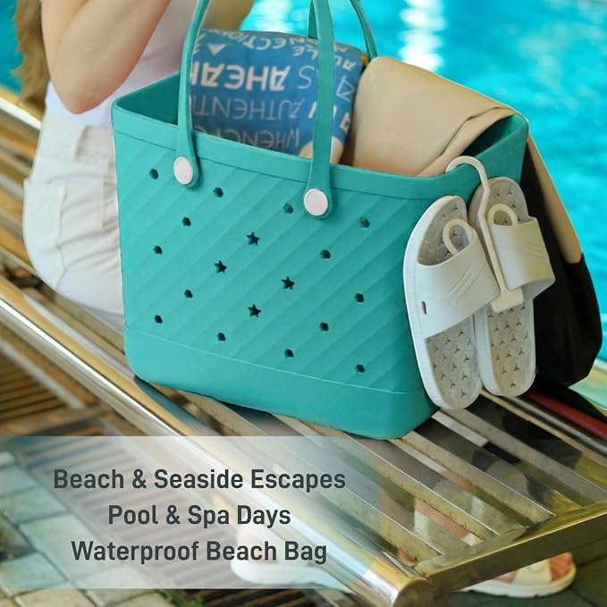 Rubber Tote Bag Extra Large & Medium, Waterproof Beach Bag for Women Men, Pool Travel Swim Silicone Tote - Image 5