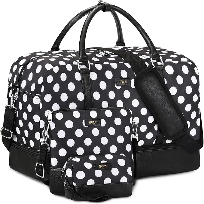 IBFUN Duffel Bag, 21'' Weekender Travel Bag with Shoe Compartment, Waterproof, Overnight Duffel Bag for Women, 3PCS by IBFUN
