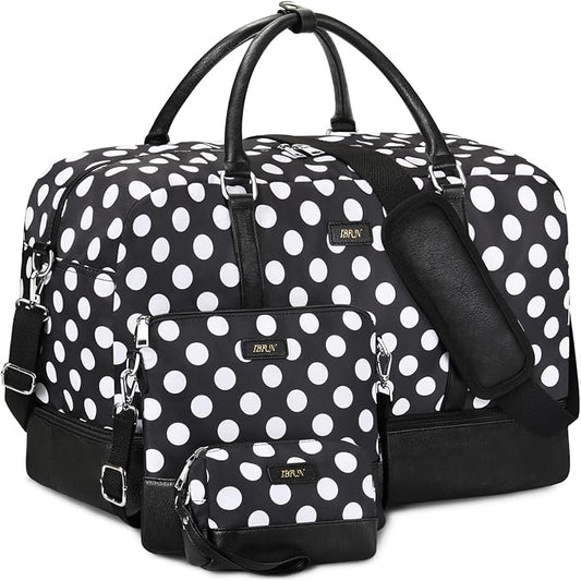 IBFUN Duffel Bag, 21'' Weekender Travel Bag with Shoe Compartment, Waterproof, Overnight Duffel Bag for Women, 3PCS by IBFUN