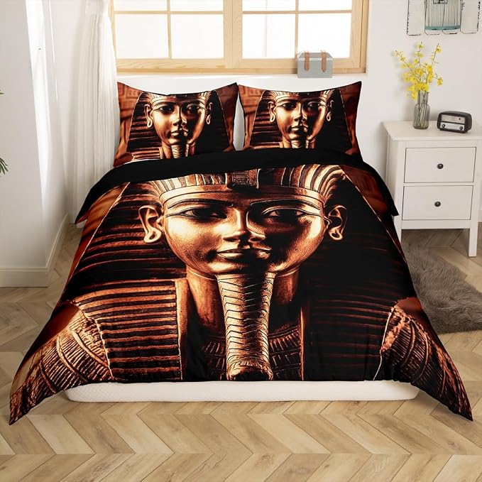 Erosebridal Pharaoh Bedding Sets, Twin Size 3D Ancient Egypt Tribe Decor Comforter Cover Set for Adult Women Boys Bedroom Home Decor, Egyptian Pyramids Exotic Style Duvet Cover, No Filling Inside - Image 4