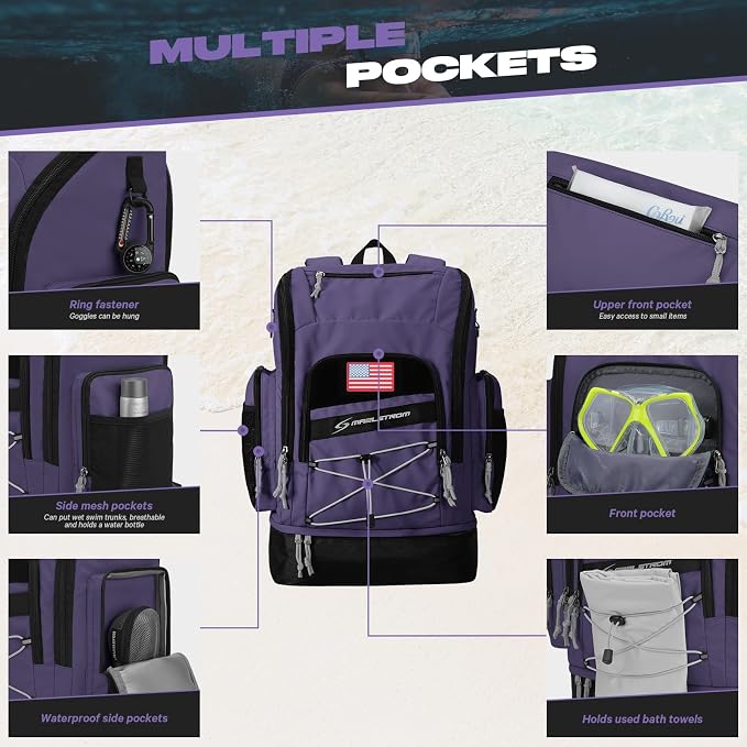 Maelstrom Waterproof Swim Backpack, Gear Sports Bag With Shoe Compartment | 35l Capacity, Durable Polyester, Ergonomic Back Padding, Lightweight. Ideal For Swimming, Snorkeling, Kayaking, Gym, Travel - Image 3
