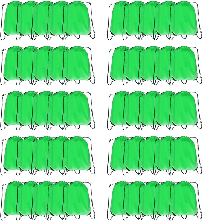 Drawstring Backpack Bulk 50 Packs Draw String Backpack Bags DIY Gym Sports Traveling Trip ride Pedestrianism Yoga Cinch Bag Sackpack Drawstring (green) by Unknown