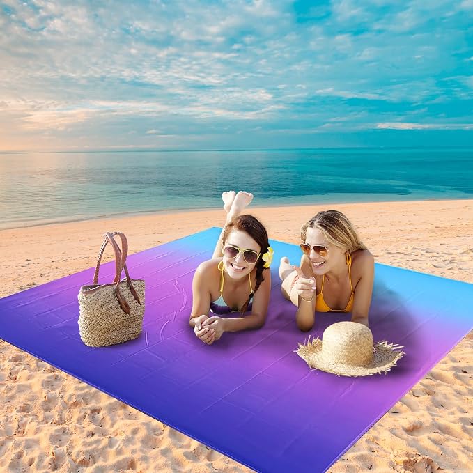 WIWIGO Beach Blanket Waterproof Sandproof Beach Mat 79" X 83"/10'x9'for 2-8 Adults Quick Drying Outdoor Picnic Mat Beach Accessories for Travel, Camping, Hiking - Image 5
