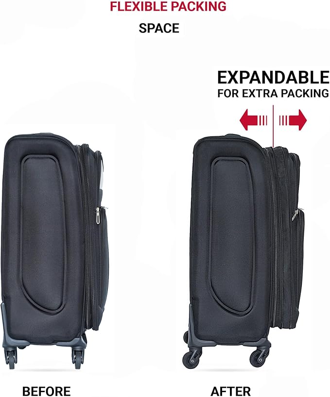 Merax Luggage Set Softshell 2 Piece 20/24 Expandable Suitcase with Wheels | Softside Lightweight Travel Carry on Luggage,Black - Image 3