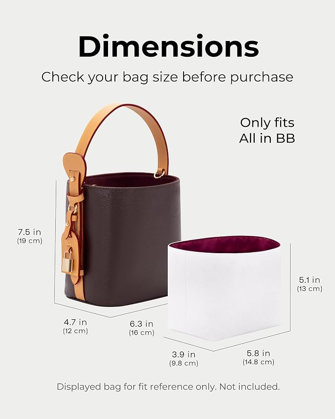 Purse Organizer Insert Compatible with LV All In BB | Handcrafted DuPont™ Tyvek®, Precision 1:1 Custom Fit, Prunoir, Lightweight, Keep Bag Clean & Protected for Travel & Commute - Image 2