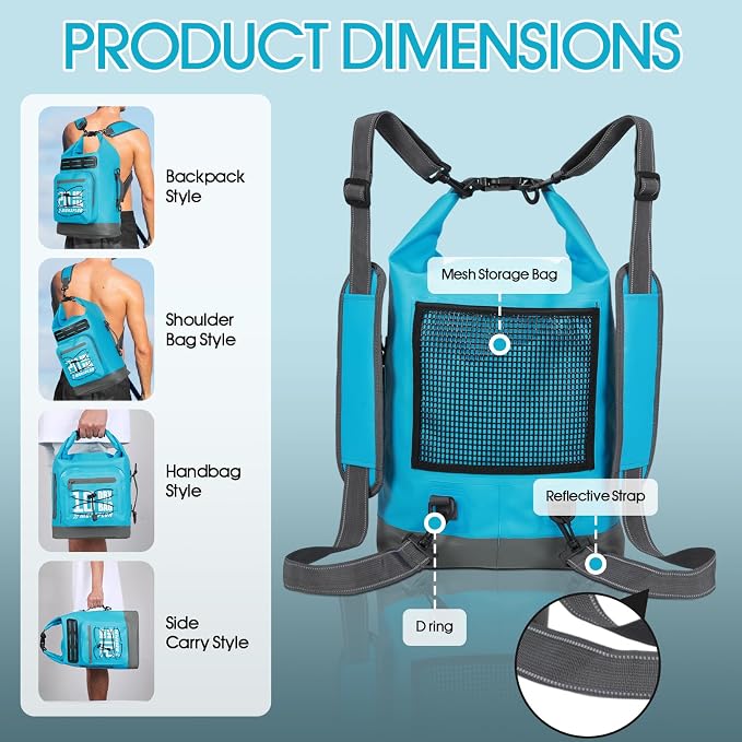 MORXPLOR Dry Bag Waterproof,5L/10L/20L/30L/40L/55L Roll Top Dry Bag Backpack with WaterProof Phone Case for Swim,Kayak - Image 2