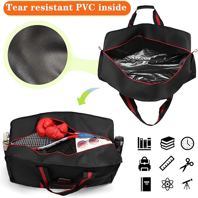Duffle Bag for Travel Heavy Duty Large Weekender Bag Foldable 65L Overnight Bags for Women Men, Red - Image 2