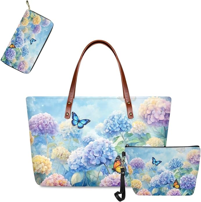 GIFTPUZZ Women Tote Bag Women Wallet Portable Cosmetic Bag for Women Bag Set 3 Pack PU Leather Bags with Zipper - Image 4