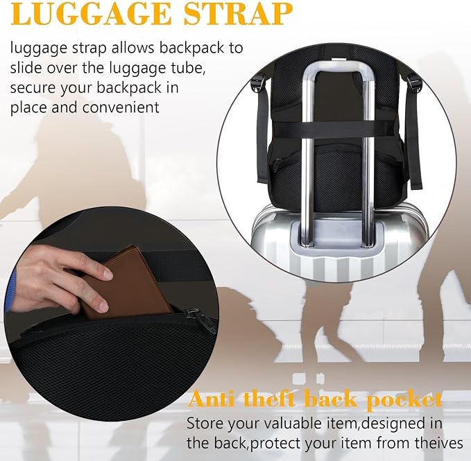 MATEIN Business Travel Laptop Backpack for Men, Anti Theft Slim Sturdy Bag | Fits 15.6 Inch Notebook, Water Resistant, College Computer Backpack for Work, Personal Item Bag, Gifts for Women & Men - Image 6