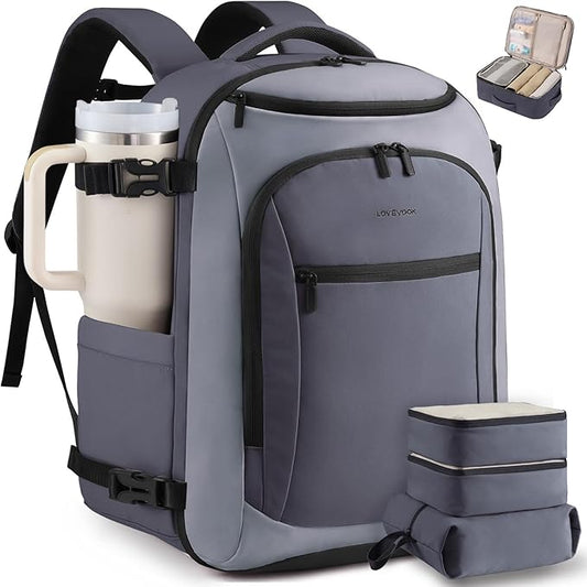 LOVEVOOK Travel Backpack for Women & Men, Airline Approved Carry On Bag | TSA Personal Item Backpack with 3 Packing Cubes,Waterproof Weekender Bag ,Laptop Backpack 5 Compartments for Business Travel by LOVEVOOK