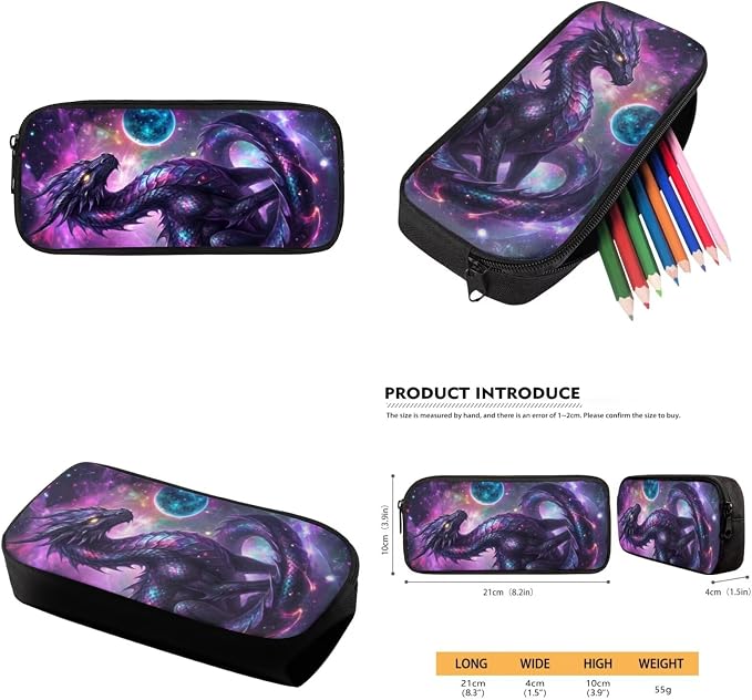 Space Dragon Backpack Boys and Lunch Box Pencil Case 4 Piece Galaxy School Bag for Elementary Middle Back to School Supplies 17'' Large Capacity Lightweight Bookbag - Image 6